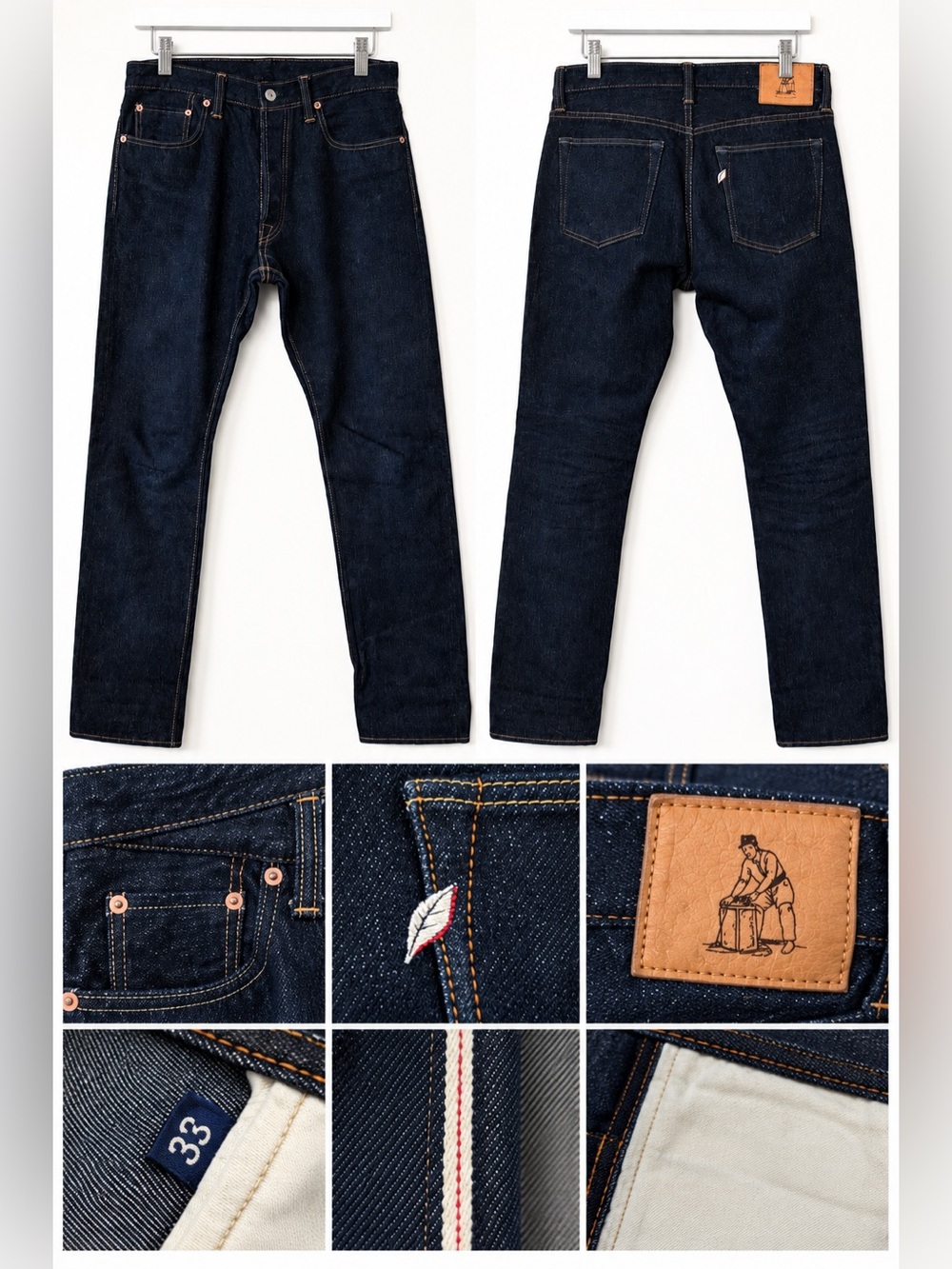 Pure Blue Japan Men 33X32 Dark Indigo Selvedge Japanese Denim Jeans Raw Denim